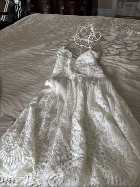 White Lace Backless Spaghetti-Strap Dress